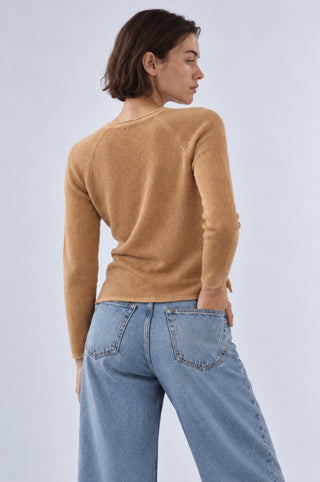 Sheer Luxury Cashmere Raglan Crew with Rolled Trims