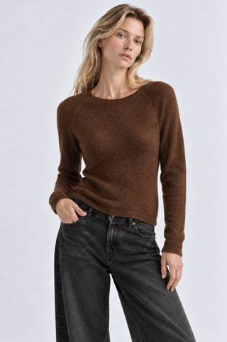 Sheer Luxury Cashmere Raglan Crew with Rolled Trims
