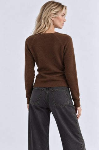 Sheer Luxury Cashmere Raglan Crew with Rolled Trims
