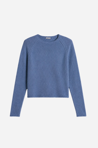 Sheer Luxury Cashmere Raglan Crew with Rolled Trims