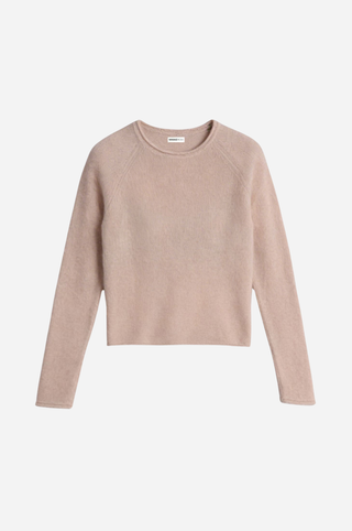 Sheer Luxury Cashmere Raglan Crew with Rolled Trims