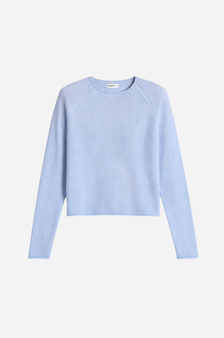 Sheer Luxury Cashmere Raglan Crew with Rolled Trims