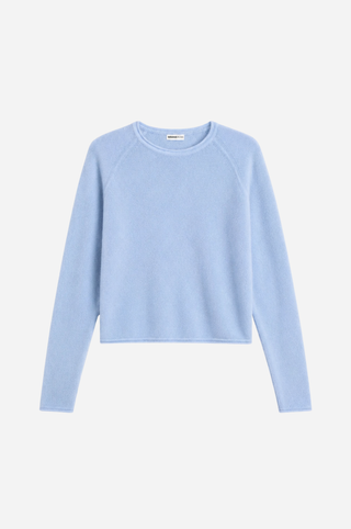 Sheer Luxury Cashmere Raglan Crew with Rolled Trims
