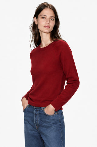 Sheer Luxury Cashmere Raglan Crew with Rolled Trims
