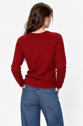 Sheer Luxury Cashmere Raglan Crew with Rolled Trims