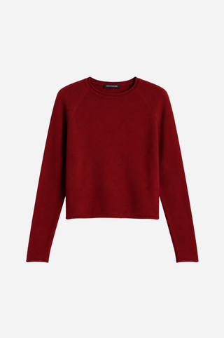 Sheer Luxury Cashmere Raglan Crew with Rolled Trims