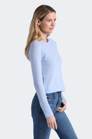 Sheer Luxury Cashmere Raglan Crew with Rolled Trims