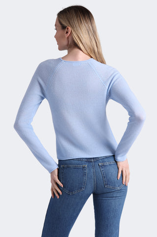 Sheer Luxury Cashmere Raglan Crew with Rolled Trims