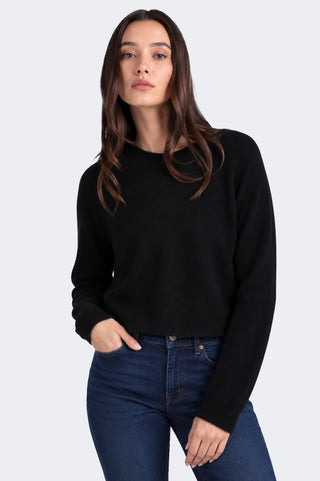 Sheer Luxury Cashmere Raglan Crew with Rolled Trims