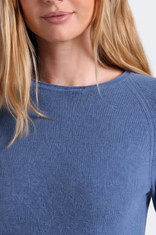 Sheer Luxury Cashmere Raglan Crew with Rolled Trims