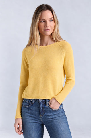 Sheer Luxury Cashmere Raglan Crew with Rolled Trims