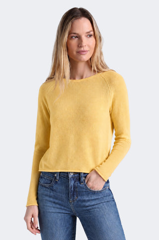 Sheer Luxury Cashmere Raglan Crew with Rolled Trims