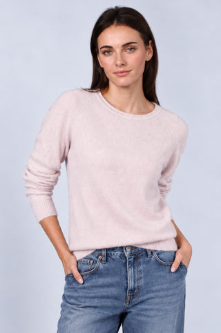 Sheer Luxury Cashmere Raglan Crew with Rolled Trims