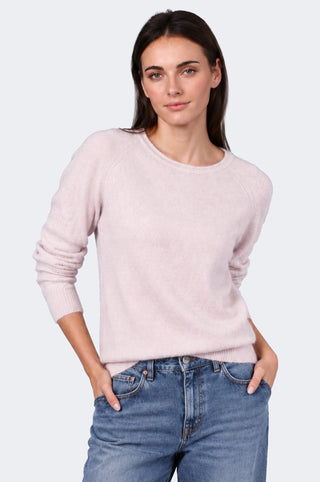 Sheer Luxury Cashmere Raglan Crew with Rolled Trims