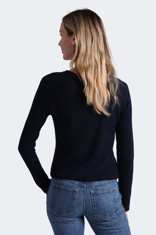 Sheer Luxury Cashmere Raglan Crew with Rolled Trims