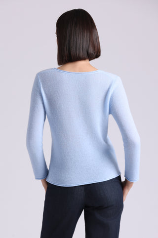 Sheer Luxury Cashmere 3/4 Sleeve V Neck