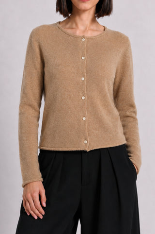 Sheer Luxury Cashmere Cardigan with Rolled Trims