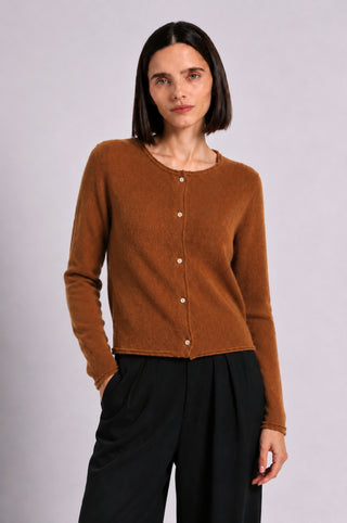 Sheer Luxury Cashmere Cardigan with Rolled Trims