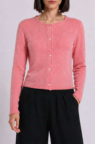 Sheer Luxury Cashmere Cardigan with Rolled Trims