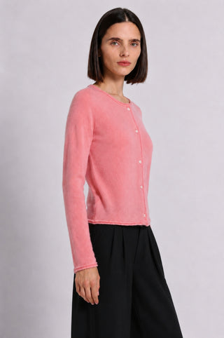 Sheer Luxury Cashmere Cardigan with Rolled Trims