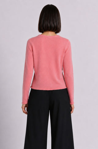 Sheer Luxury Cashmere Cardigan with Rolled Trims