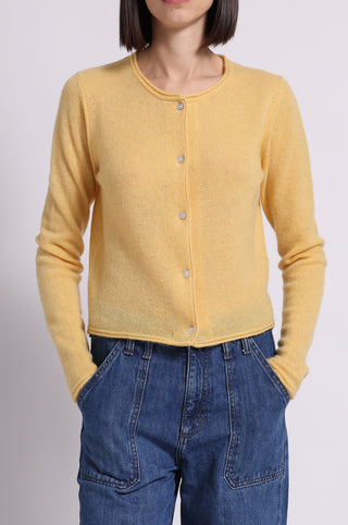 Sheer Luxury Cashmere Cardigan with Rolled Trims