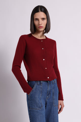 Sheer Luxury Cashmere Cardigan with Rolled Trims