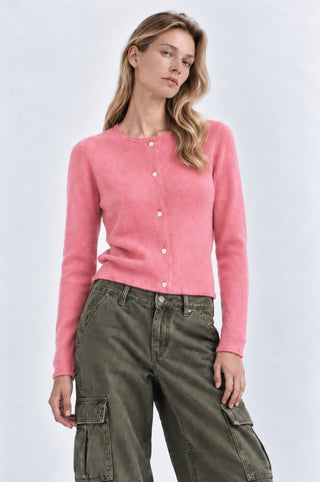 Sheer Luxury Cashmere Cardigan with Rolled Trims