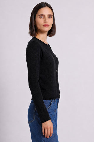 Sheer Luxury Cashmere Cardigan with Rolled Trims