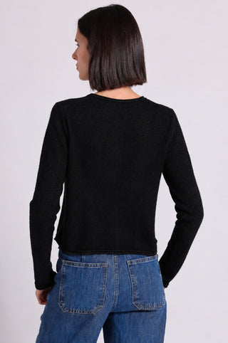 Sheer Luxury Cashmere Cardigan with Rolled Trims