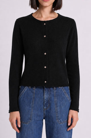 Sheer Luxury Cashmere Cardigan with Rolled Trims