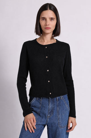 Sheer Luxury Cashmere Cardigan with Rolled Trims