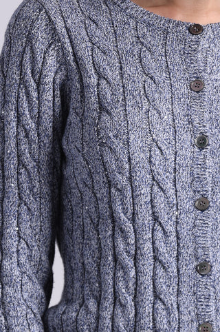 Sparkle Cotton Cashmere Cable Long Sleeve Cardigan