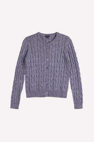 Sparkle Cotton Blend Cable Long Sleeve Cardigan