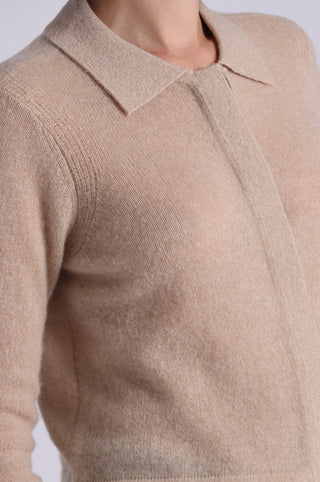 Sheer Luxury Cashmere Cropped Collared Cardigan