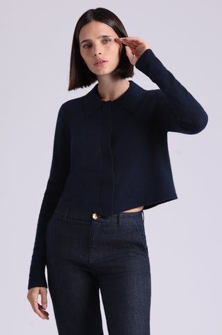 Southern Cashmere Collared Cropped Cardigan