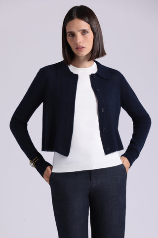 Southern Cashmere Collared Cropped Cardigan