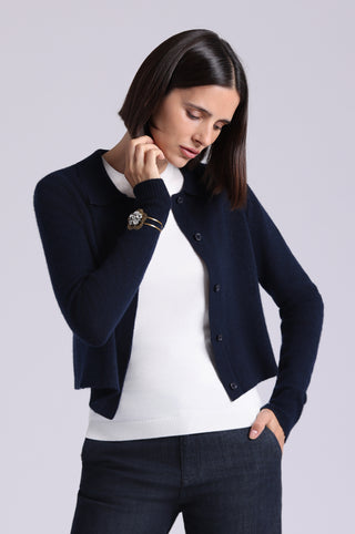 Southern Cashmere Collared Cropped Cardigan