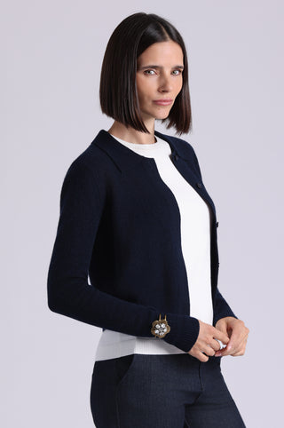 Southern Cashmere Collared Cropped Cardigan