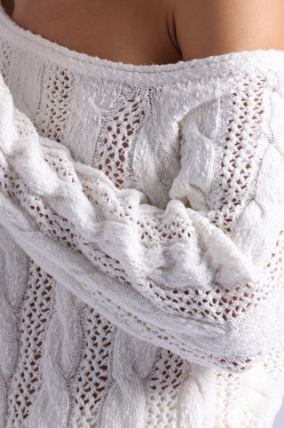 Cotton Boucle Cable Off The Shoulder