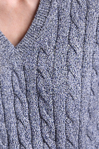 Sparkle Cotton Cashmere Cable Short Sleeve V