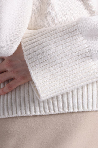 Luxe Cotton Cashmere Blend Boxy V Neck