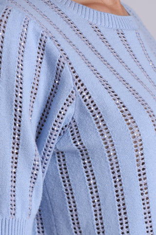 Sparkle Cotton Cashmere Short Sleeve Crew With Pointelle