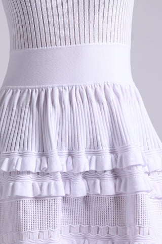 Viscose Pointelle Ruffle Sleeveless Dress