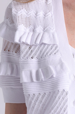 Viscose Pointelle Ruffle Cardigan