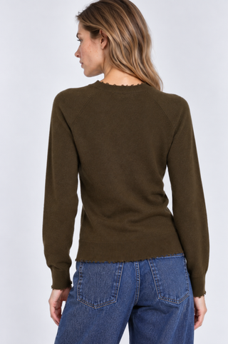 Cotton Cashmere Frayed Edge Crew