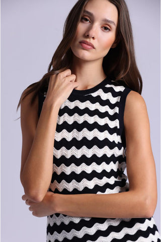 Scallop Stripe Tank Dress