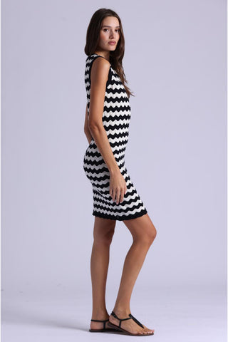 Scallop Stripe Tank Dress