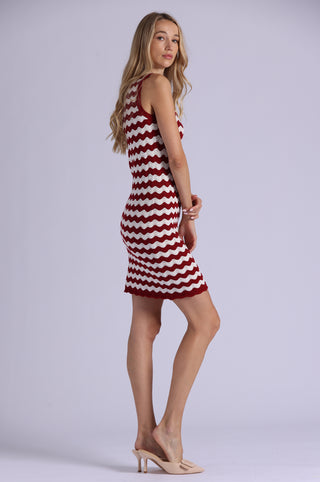 Scallop Stripe Tank Dress