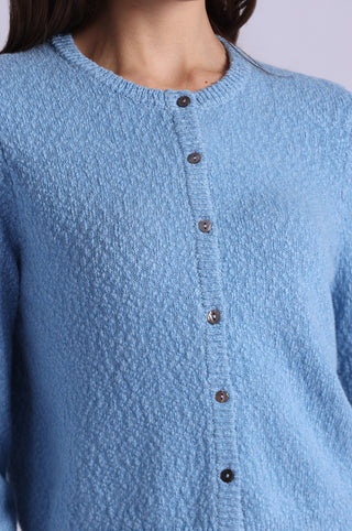Boucle Long Sleeve Crew Neck Cropped Cardigan